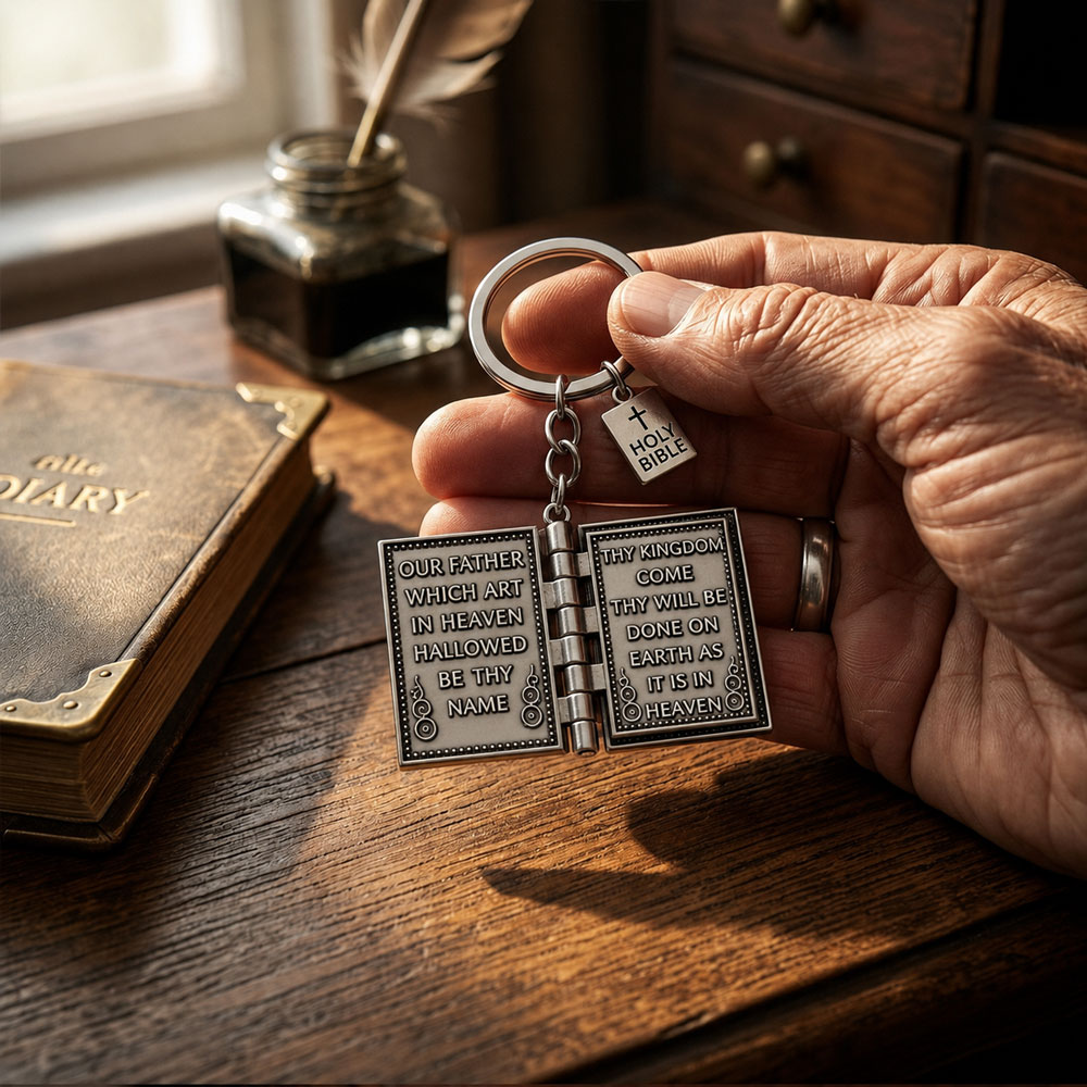 Vintage Mini Bible Christian Keychain