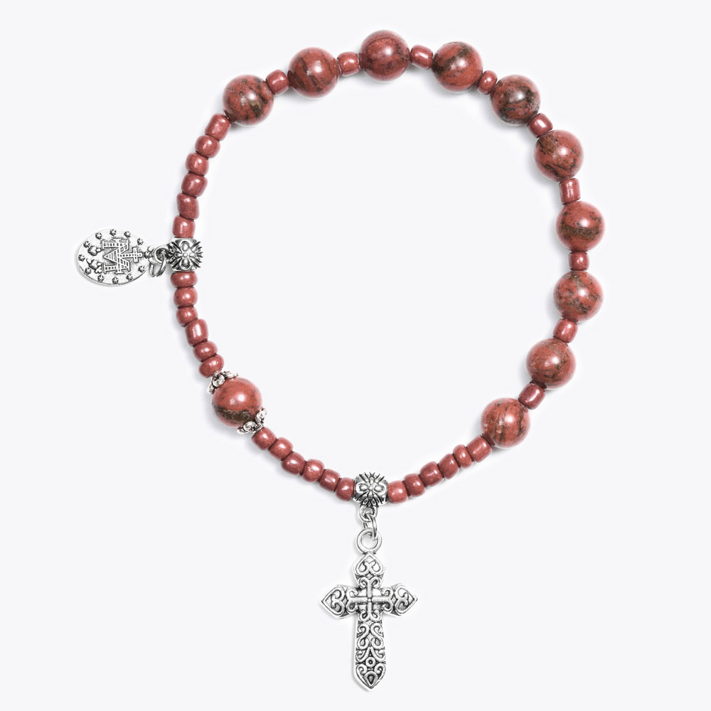 Vintage Red Jasper Cross Bracelet