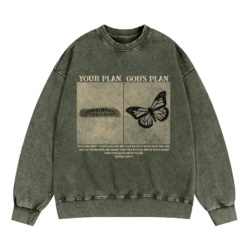 Vintage Your Plan God's Plan Christian Washed Sweatshirt
