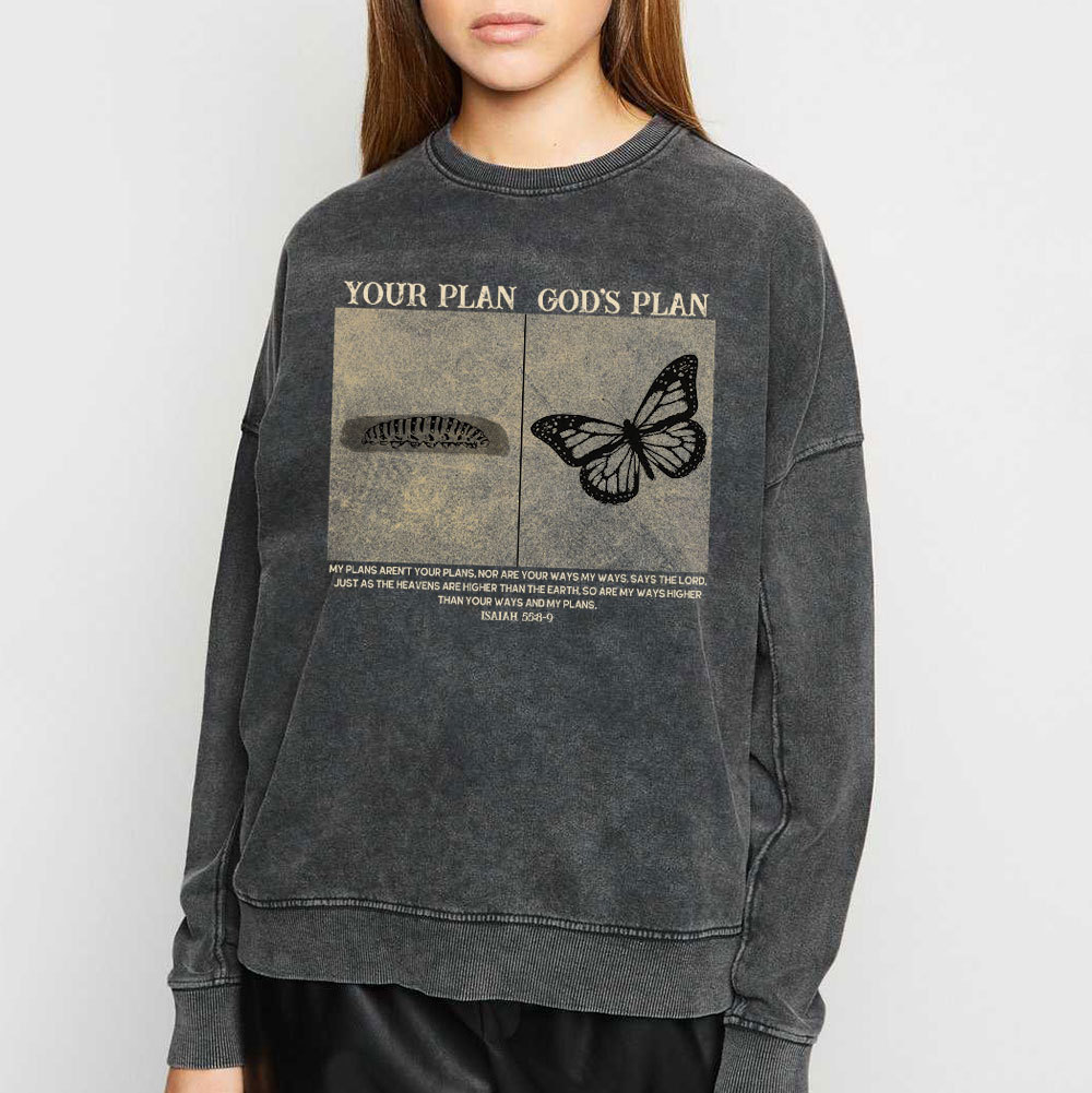 Vintage Your Plan God's Plan Christian Washed Sweatshirt
