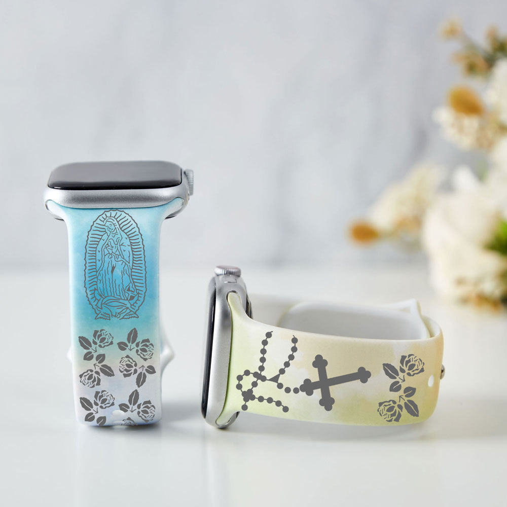 Virgin Mary With Cross Tie Dye Watch Band