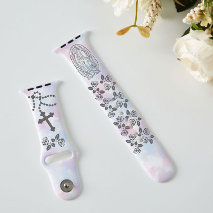 Virgin Mary With Cross Tie Dye Watch Band