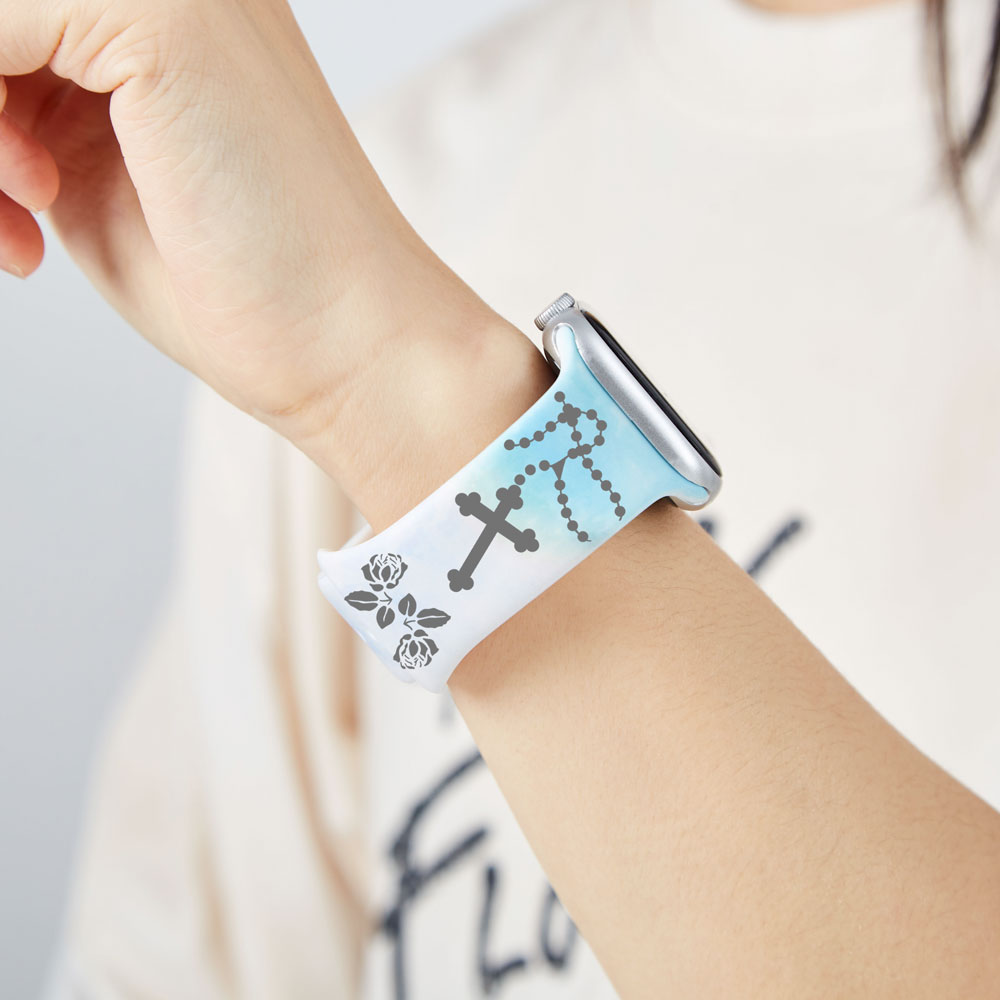 Virgin Mary With Cross Tie Dye Watch Band