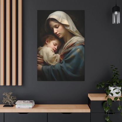 Virgin Mary And Jesus Christ Child Christian Canvas Wall Art