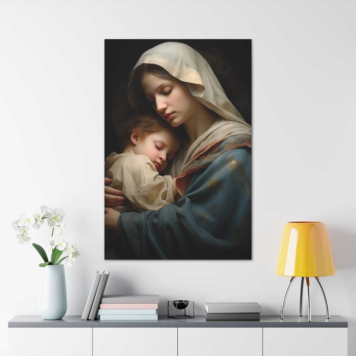 Virgin Mary And Jesus Christ Child Christian Canvas Wall Art