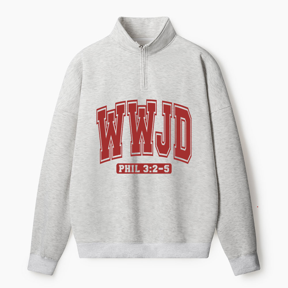 WWJD Christian Half Zip Fleece Sweatshirt 
