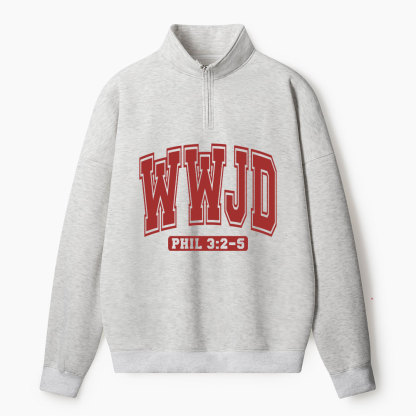 WWJD Christian Half Zip Fleece Sweatshirt 