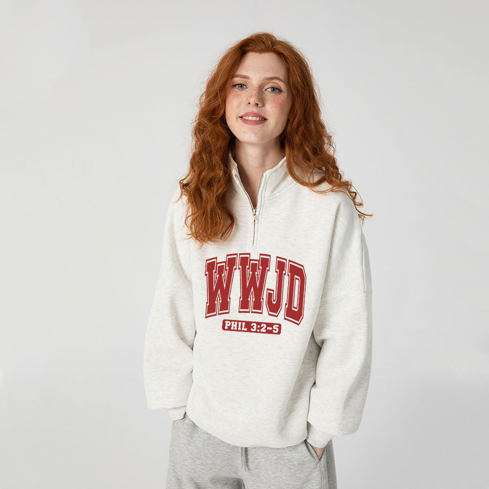 WWJD Christian Half Zip Fleece Sweatshirt 