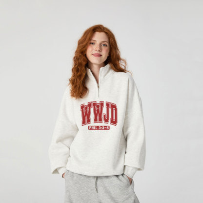 WWJD Christian Half Zip Fleece Sweatshirt 