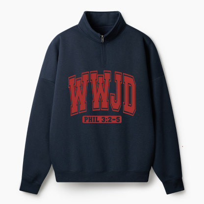 WWJD Christian Half Zip Fleece Sweatshirt 