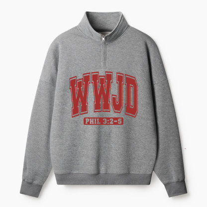 WWJD Christian Half Zip Fleece Sweatshirt 