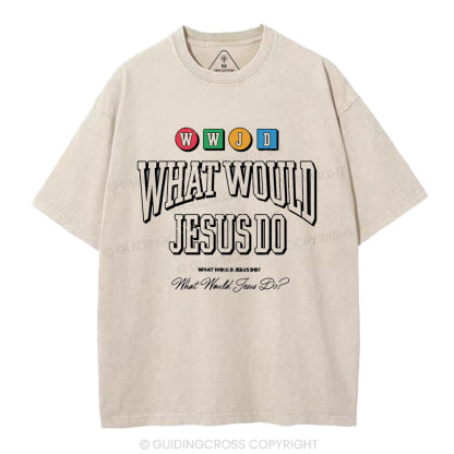 WWJD Christian Washed T-Shirt