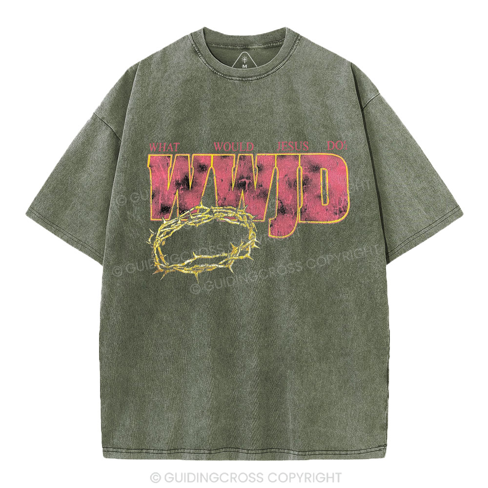 WWJD Christian Washed T-Shirt