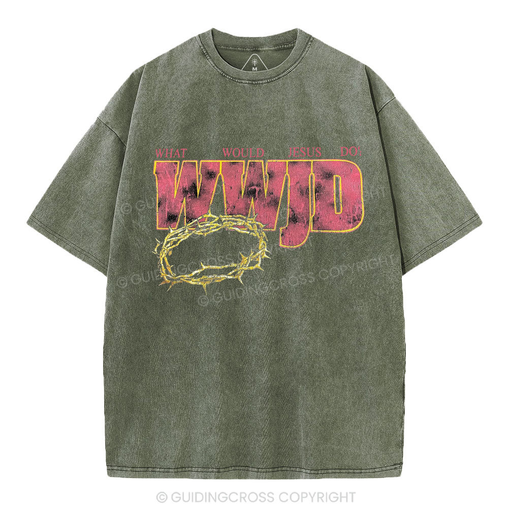 WWJD Christian Washed T-Shirt