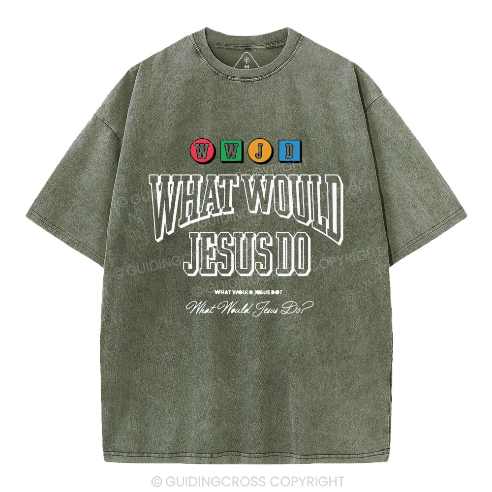 WWJD Christian Washed T-Shirt