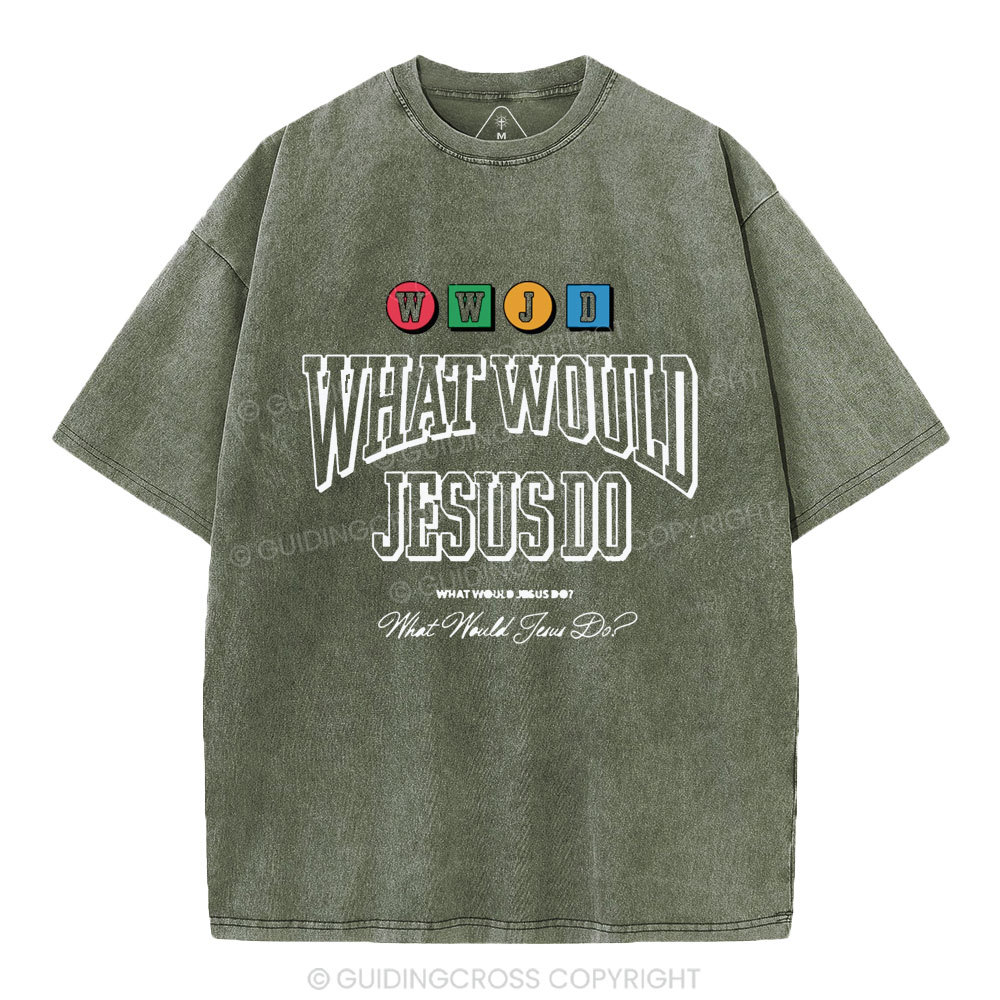 WWJD Christian Washed T-Shirt