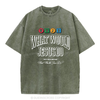 WWJD Christian Washed T-Shirt