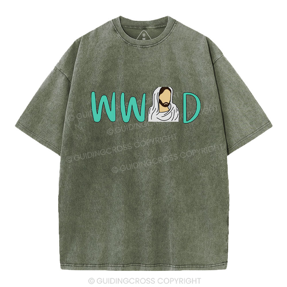 WWJD Christian Washed T-Shirt