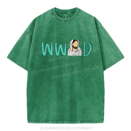 WWJD Christian Washed T-Shirt