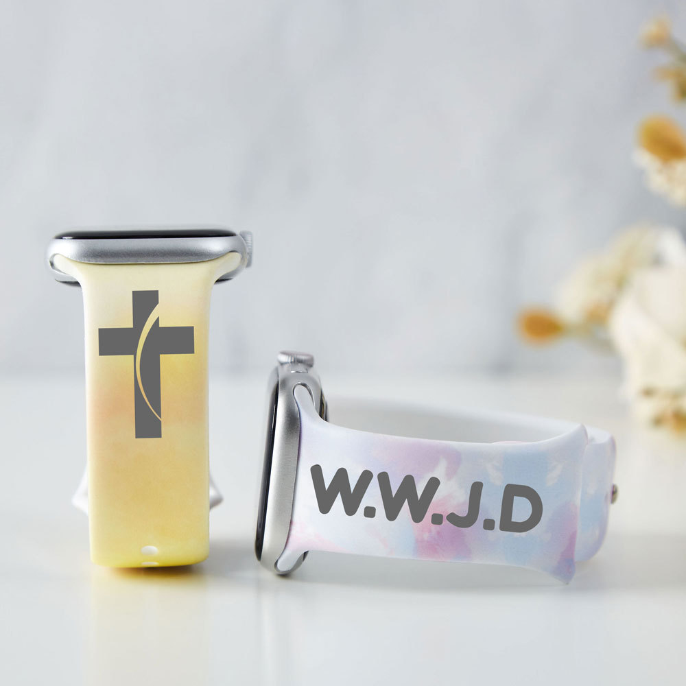 WWJD Engraved Christian Tie Dye Watch Band
