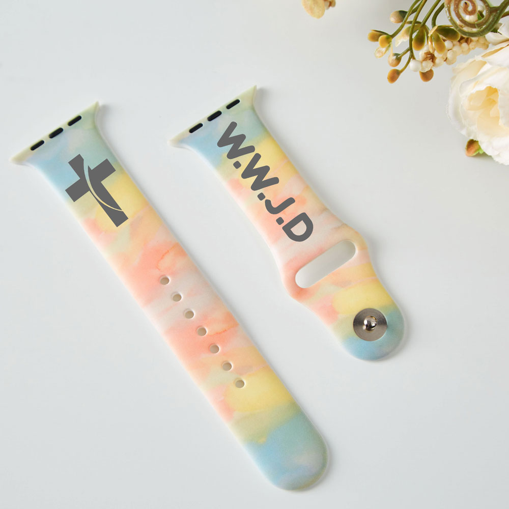 WWJD Engraved Christian Tie Dye Watch Band