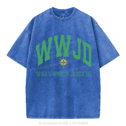 WWJD Guidingcross Christian Washed T-Shirt