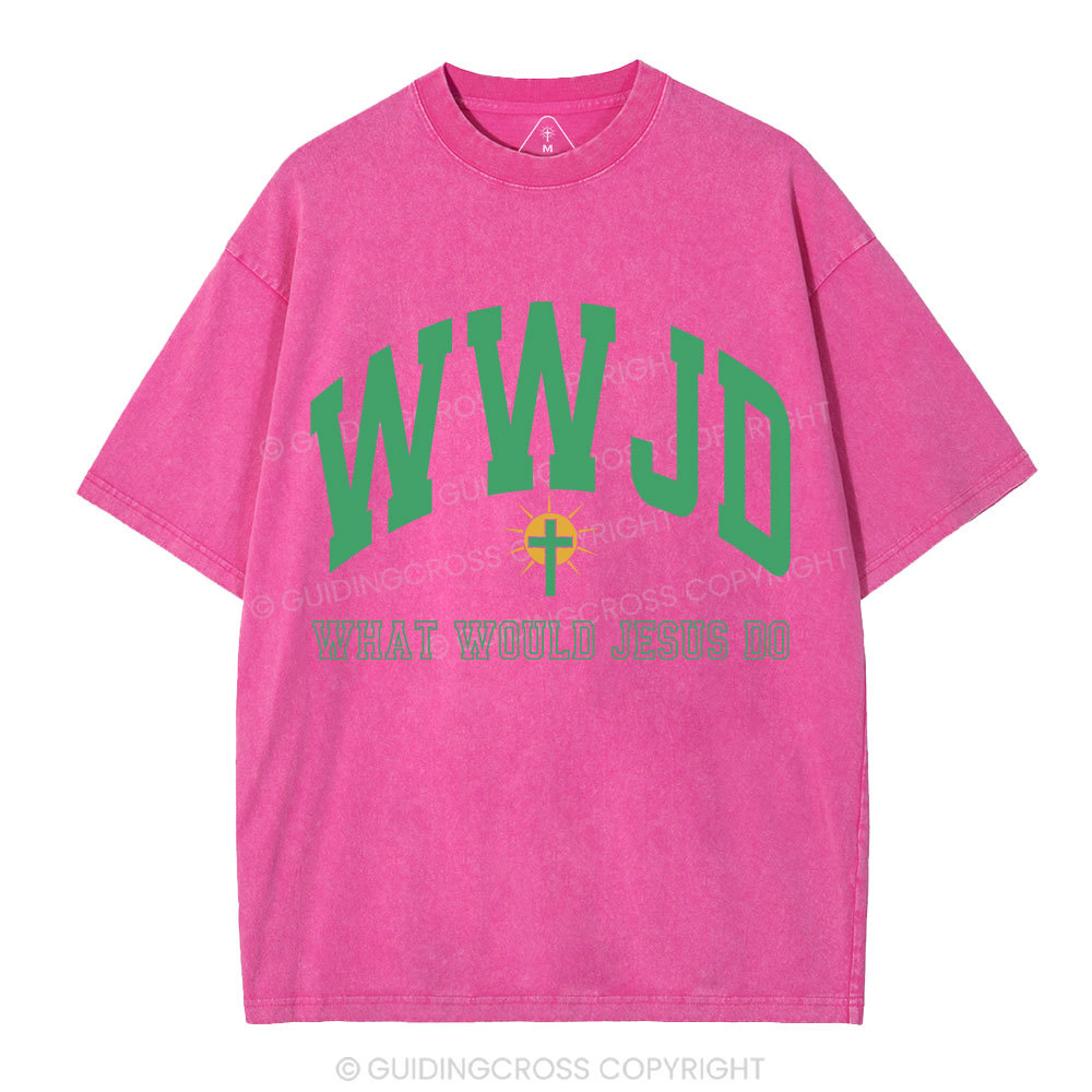 WWJD Guidingcross Christian Washed T-Shirt