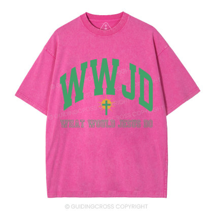 WWJD Guidingcross Christian Washed T-Shirt