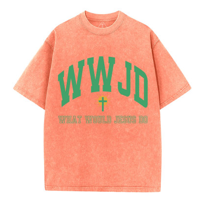 WWJD Guidingcross Christian Washed T-Shirt