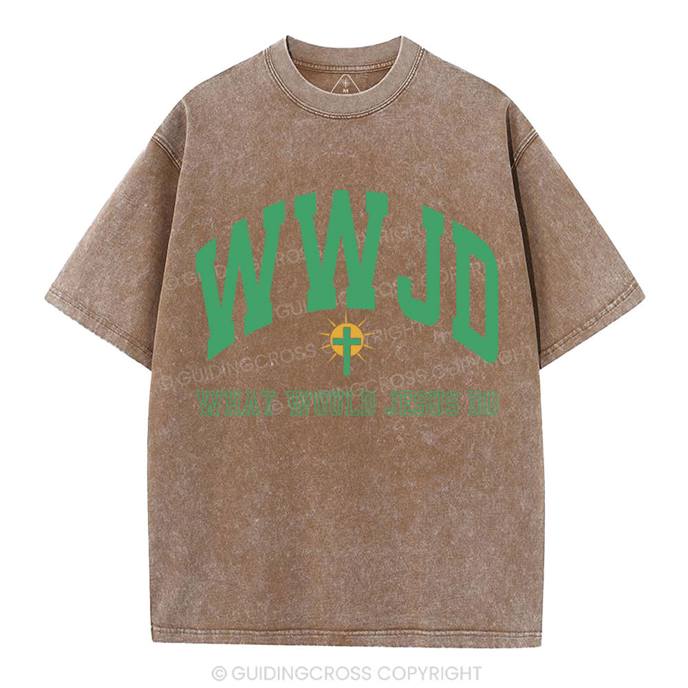 WWJD Guidingcross Christian Washed T-Shirt