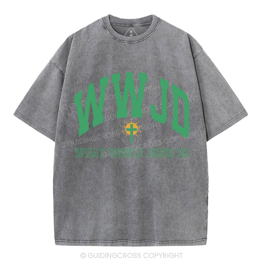 WWJD Guidingcross Christian Washed T-Shirt