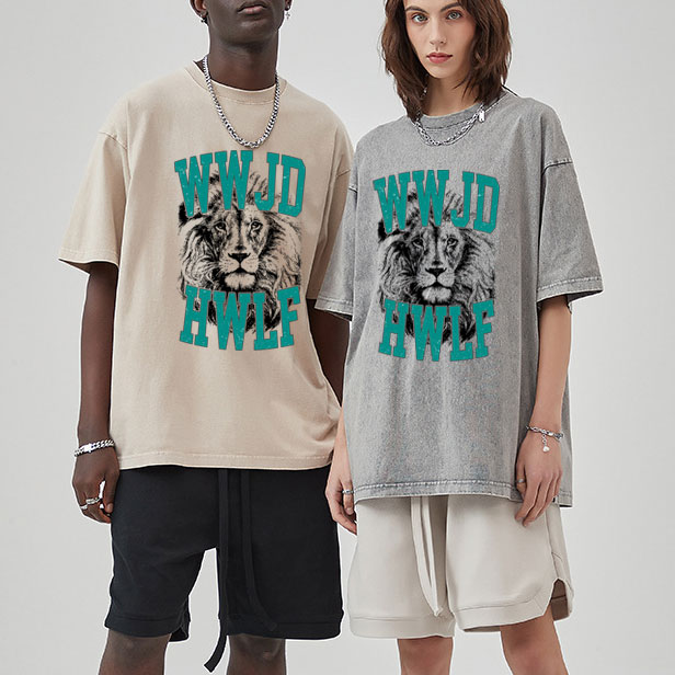 WWJD Lion Christian Washed T-Shirt