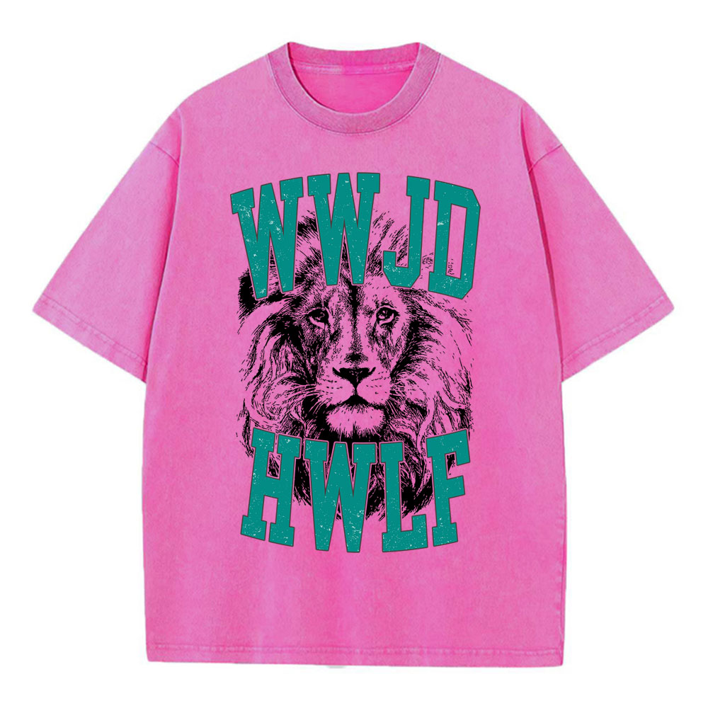 WWJD Lion Christian Washed T-Shirt