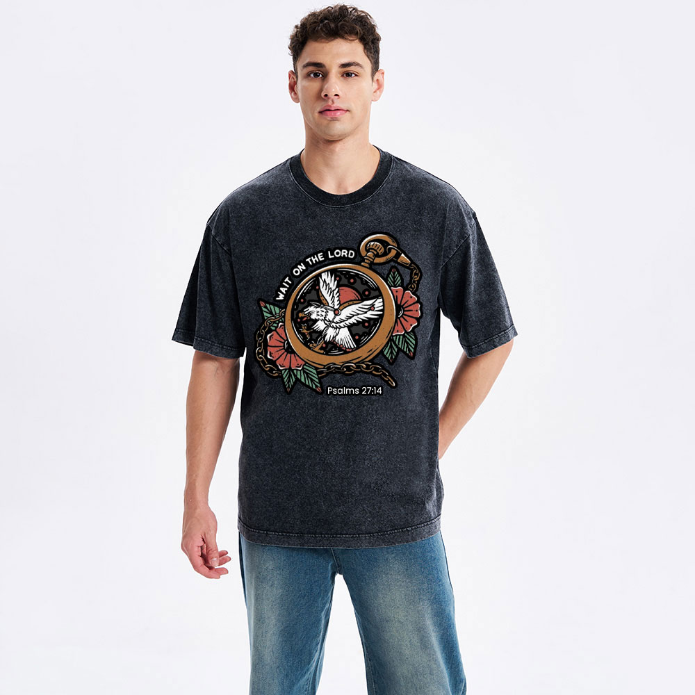 Wait On The Lord Christian Washed T-Shirt