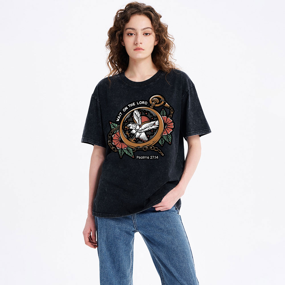 Wait On The Lord Christian Washed T-Shirt