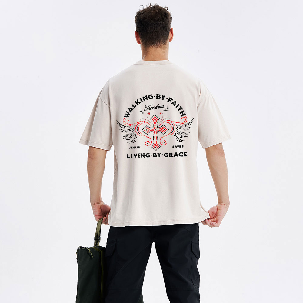 Walk By Faith Christian Washed T-Shirt