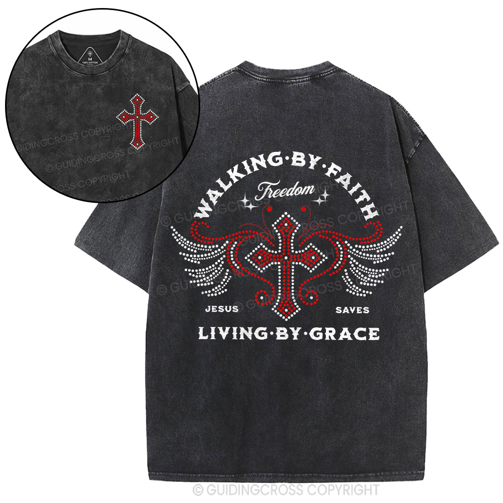 Walk By Faith Christian Washed T-Shirt