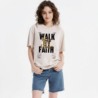 Walk By Faith Christian Washed T-Shirt