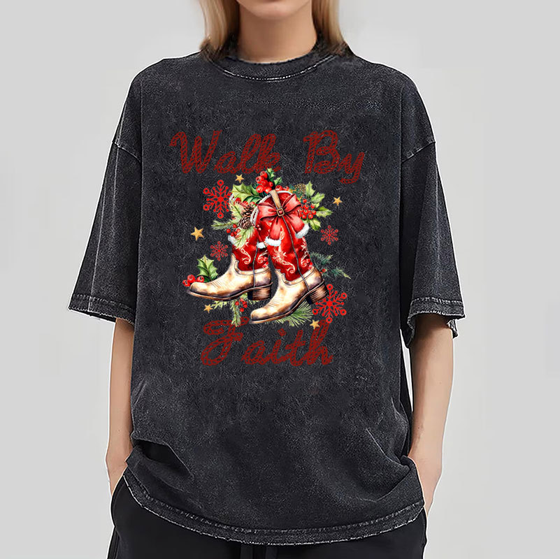 Walk By Faith Christian Washed T-Shirt