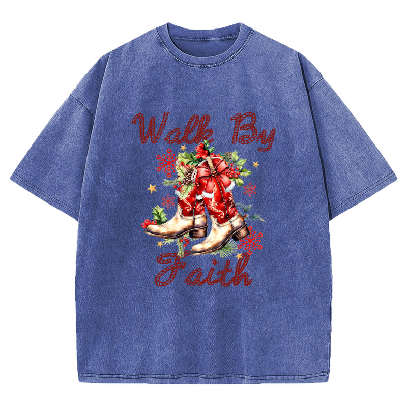 Walk By Faith Christian Washed T-Shirt