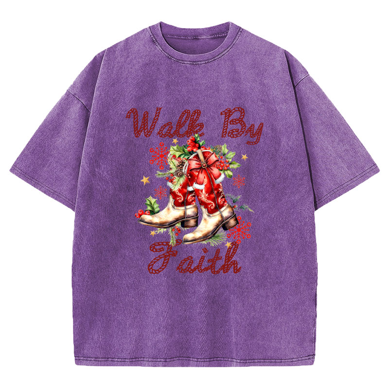 Walk By Faith Christian Washed T-Shirt