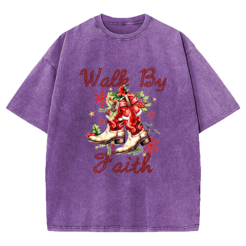Walk By Faith Christian Washed T-Shirt
