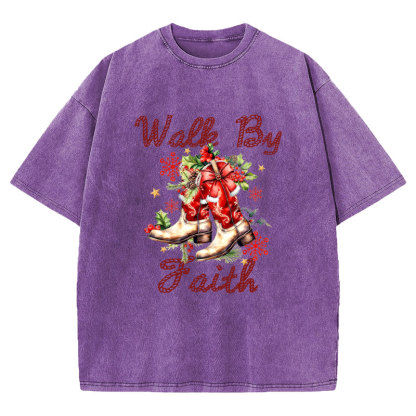 Walk By Faith Christian Washed T-Shirt