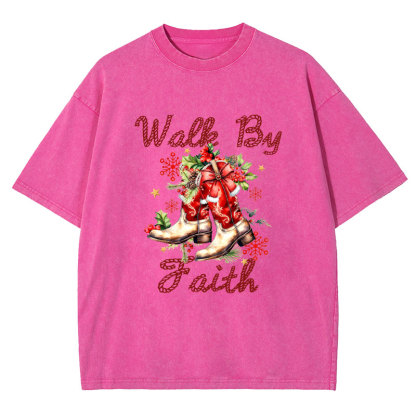 Walk By Faith Christian Washed T-Shirt