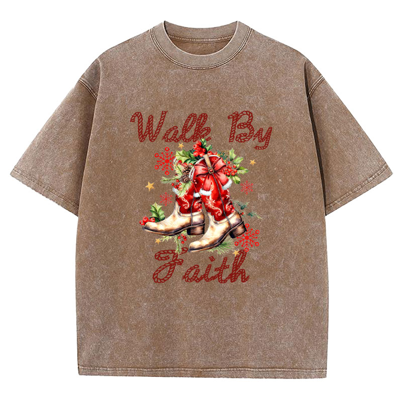 Walk By Faith Christian Washed T-Shirt