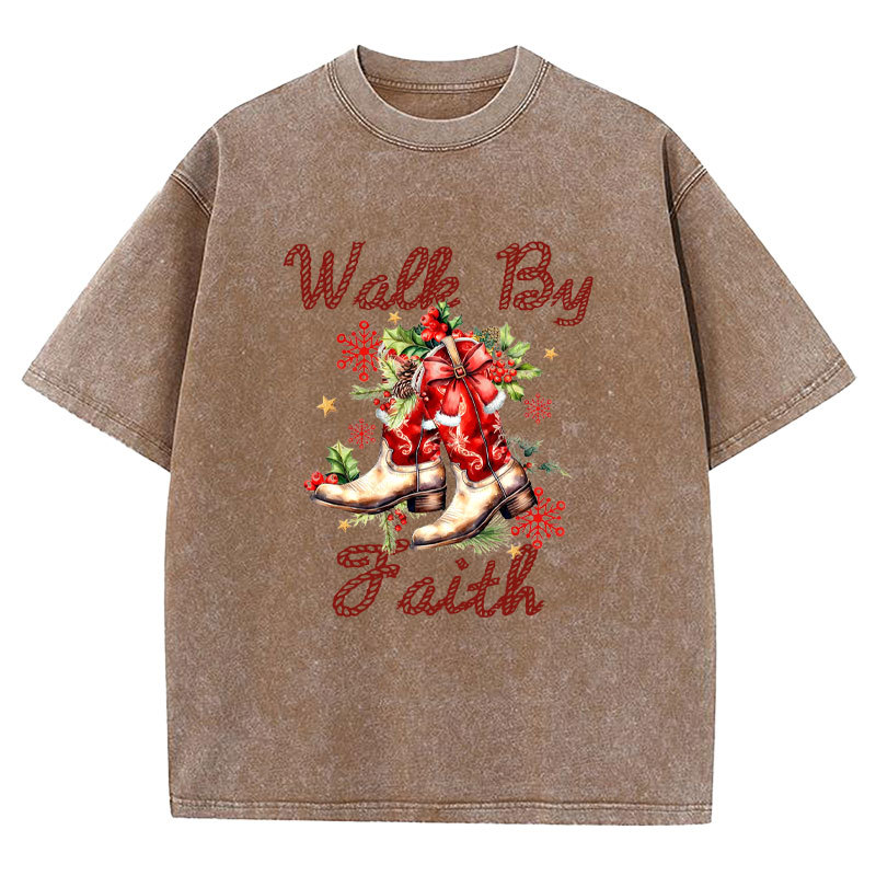 Walk By Faith Christian Washed T-Shirt