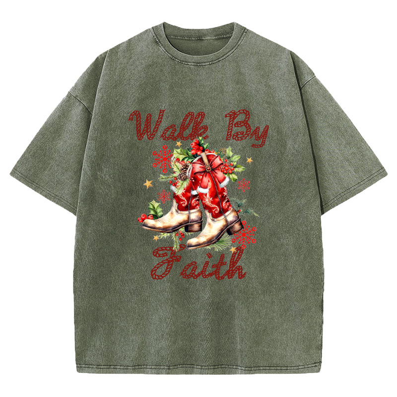 Walk By Faith Christian Washed T-Shirt