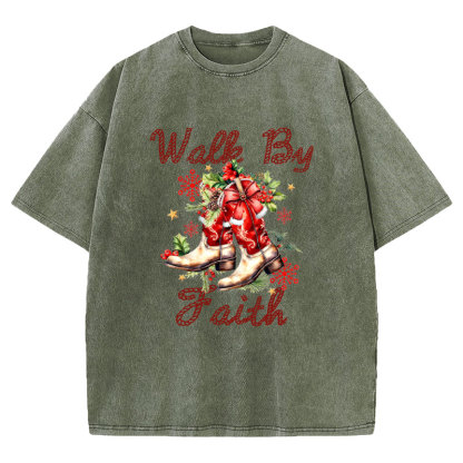 Walk By Faith Christian Washed T-Shirt