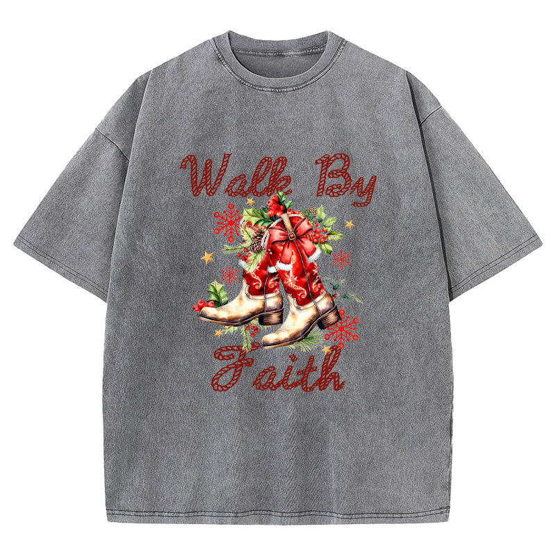 Walk By Faith Christian Washed T-Shirt