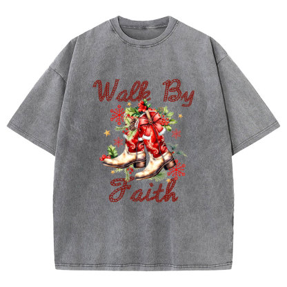 Walk By Faith Christian Washed T-Shirt